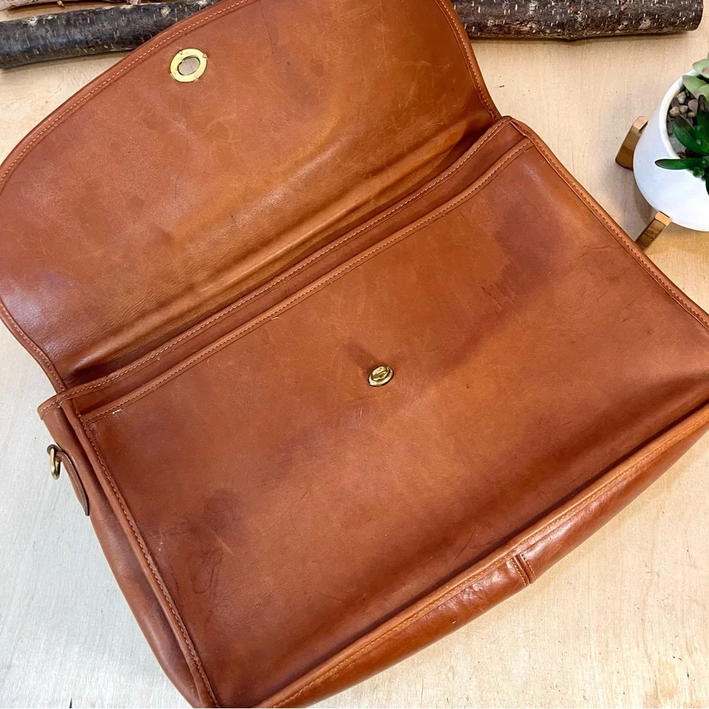 Vintage Coach USA Leather Flap Briefcase 1332-238 Brown Portfolio