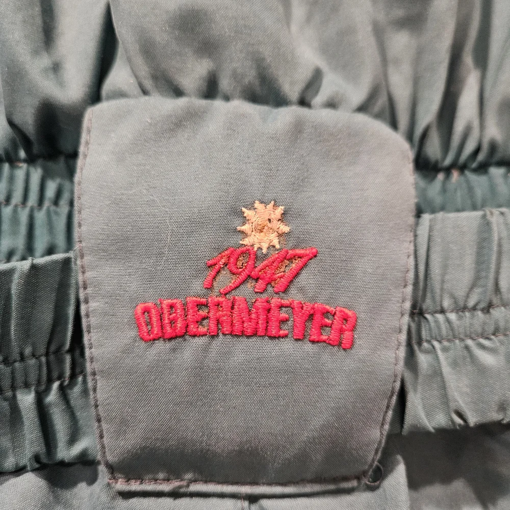 Vintage Obermeyer Girls (8) Teal Snowsuit with Red Embroidery