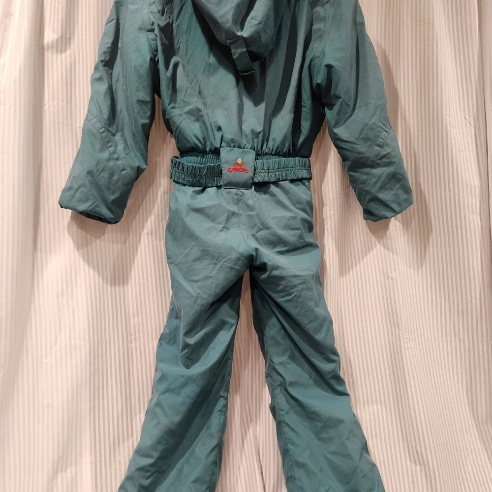 Vintage Obermeyer Girls (8) Teal Snowsuit with Red Embroidery