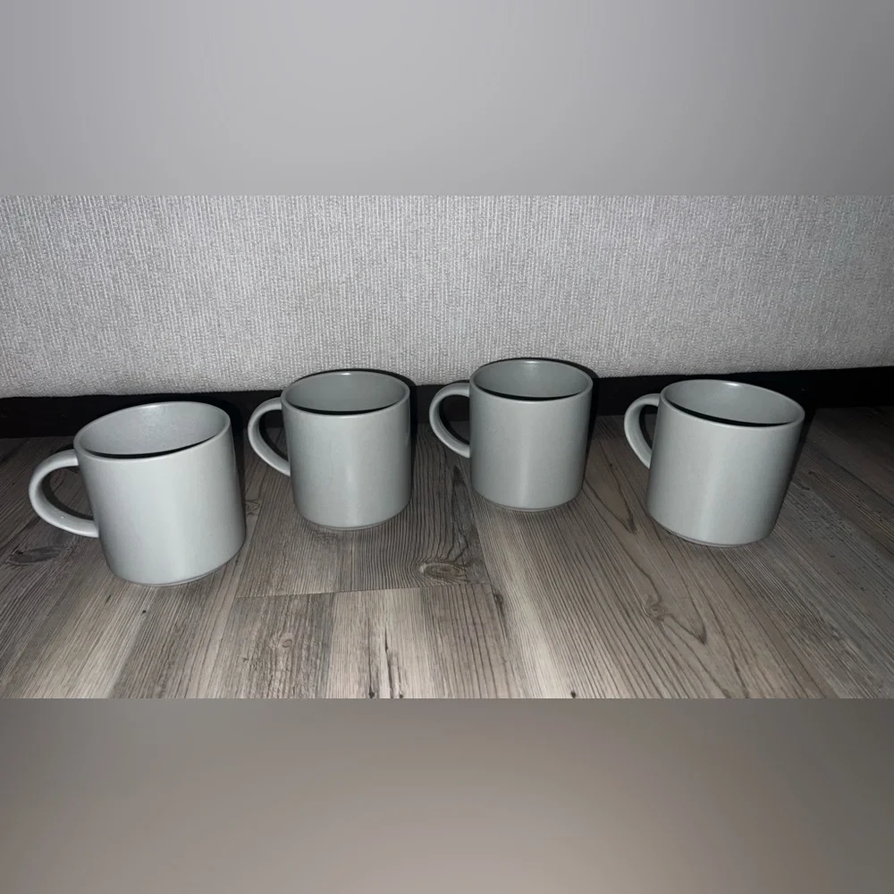 West Elm Stoneware Mug Sets 4 Bluish Gray