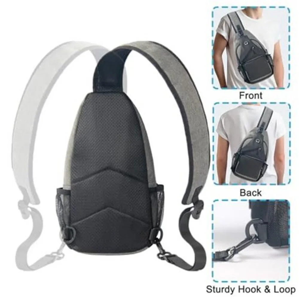 Sling Bag Cross Body Backpack Chest Bag Travel Hiking Daypack (Black Grey)