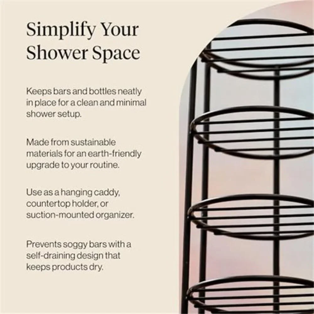Shower Caddy Hanging Suction Cup Soap Holder Bar Shampoo Conditioner Organizer