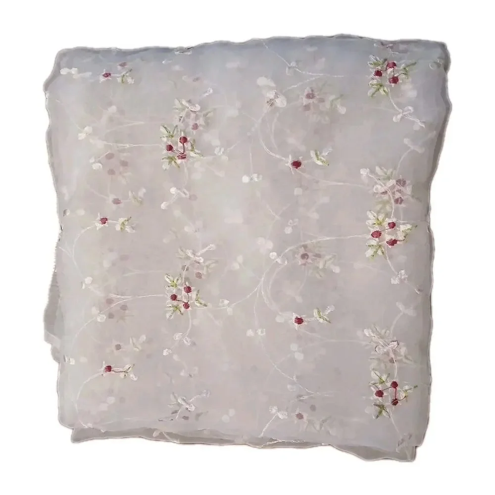 KIDSLine‎ Sheer Single Curtain Panel Pink White Green Flowers Vines 80