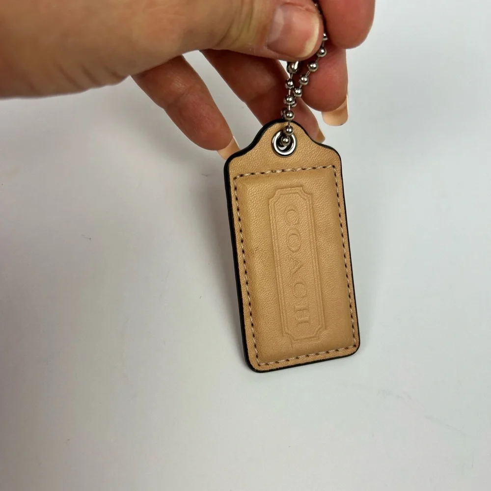 Coach Beige Leather Key Chain Fob Holder