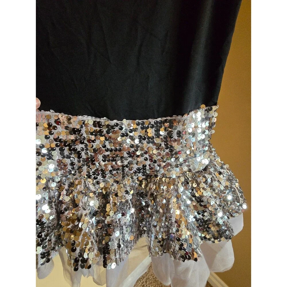 Weissman black and‎ silver sequin dance costume size CL (child size large)