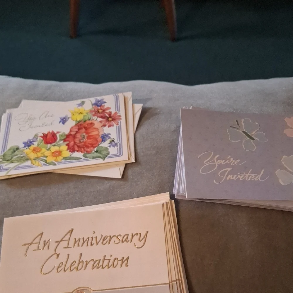 Floral and Gold Invitation Cards Butterfly Flower Anniversary Envelopes 10+ Prop