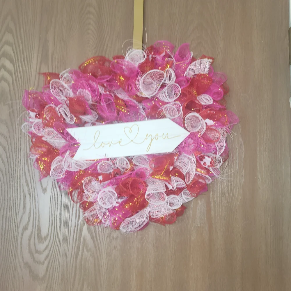 Pink and Red Heart Wreath