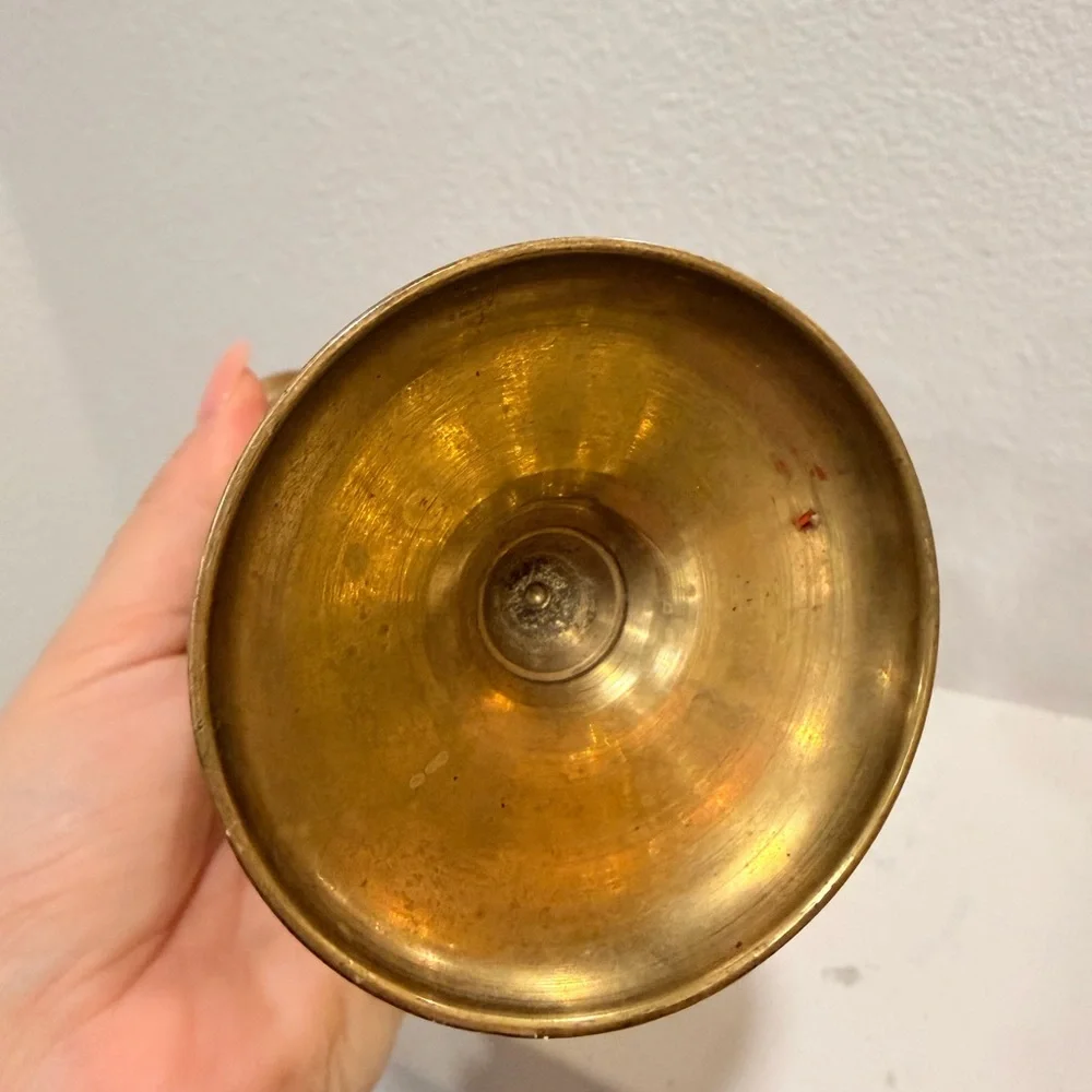 Vintage Brass Enamel Vase | Etched Floral‎ Cloisonné Style Boho Decor