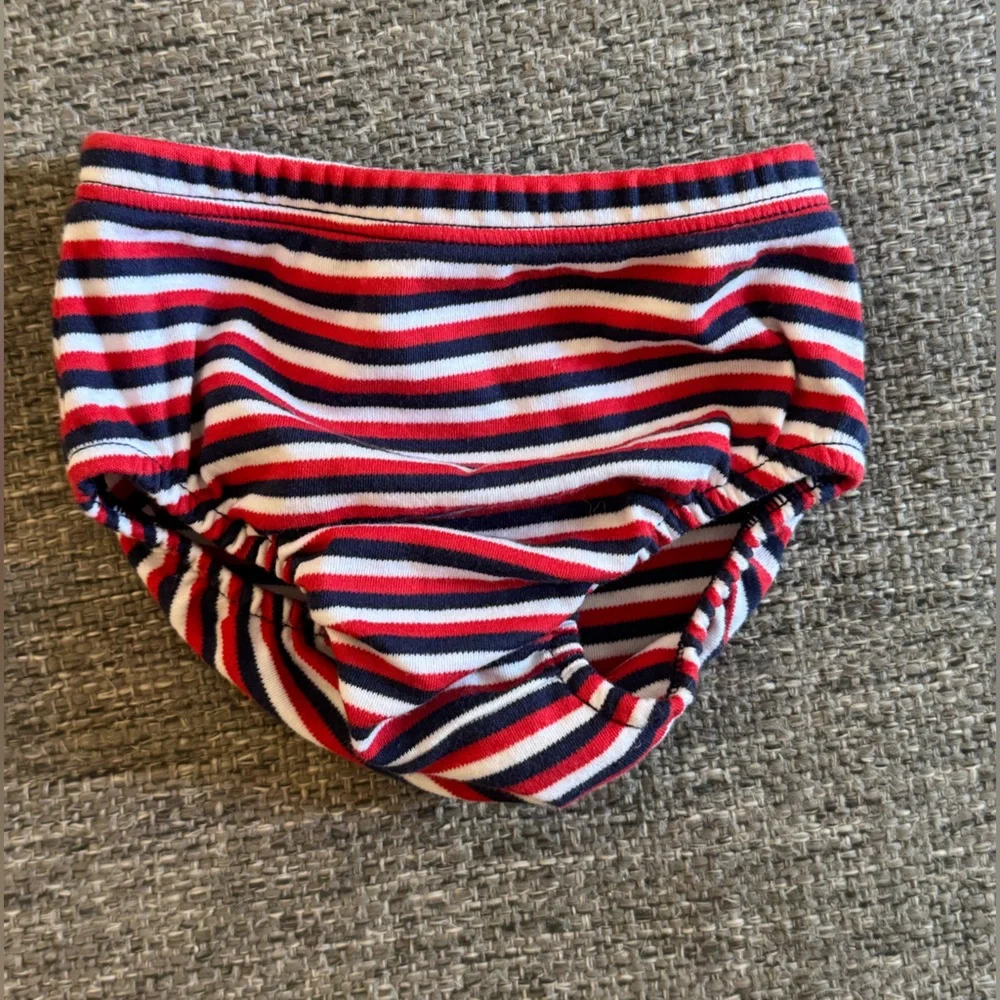 The Beaufort Bonnet Company Red White Blue Striped Diaper Cover 3-6M