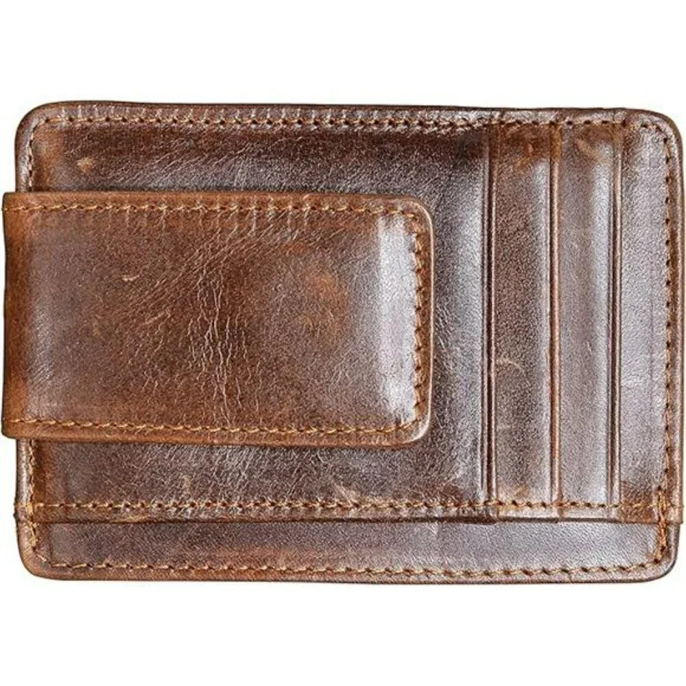 Money Clip RFID Front Pocket Wallet Men Leather Slim Minimalist Wallet Leather