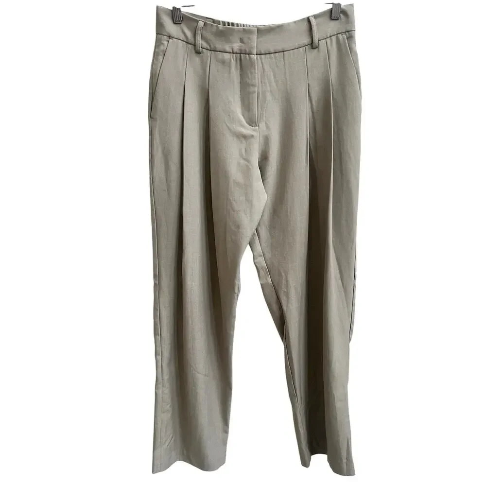 Urban Outfitters Pleated Front Dress Pants S Grey Relaxed Straight Leg Oversized