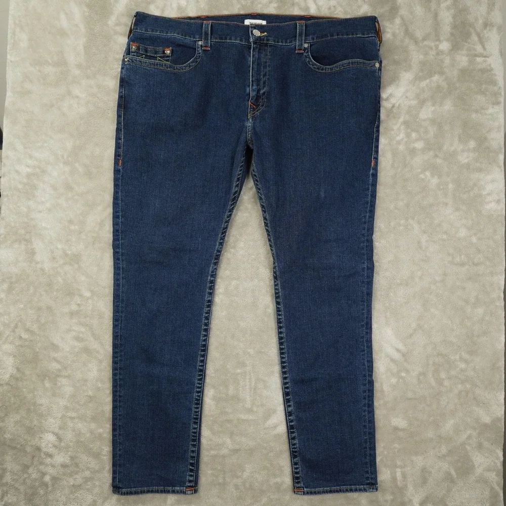 True Religion Geno Relaxed Slim Fit Jeans Men's 46 Blue Dark Wash No Flap