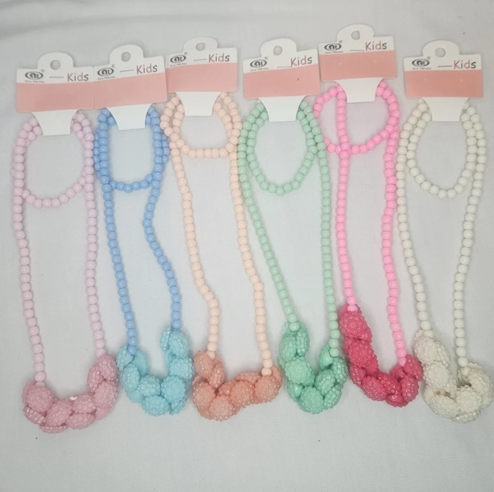 Kids Pastel Necklace Set Floral Necklace And Bracelet