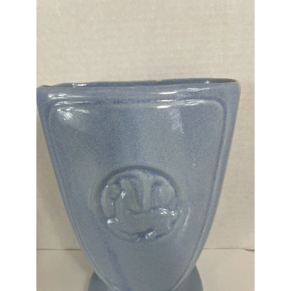 Robinson Ransbottom Vase Art Pottery Gazelle Deer Blue Ceramic 230 MCM VTG Retro