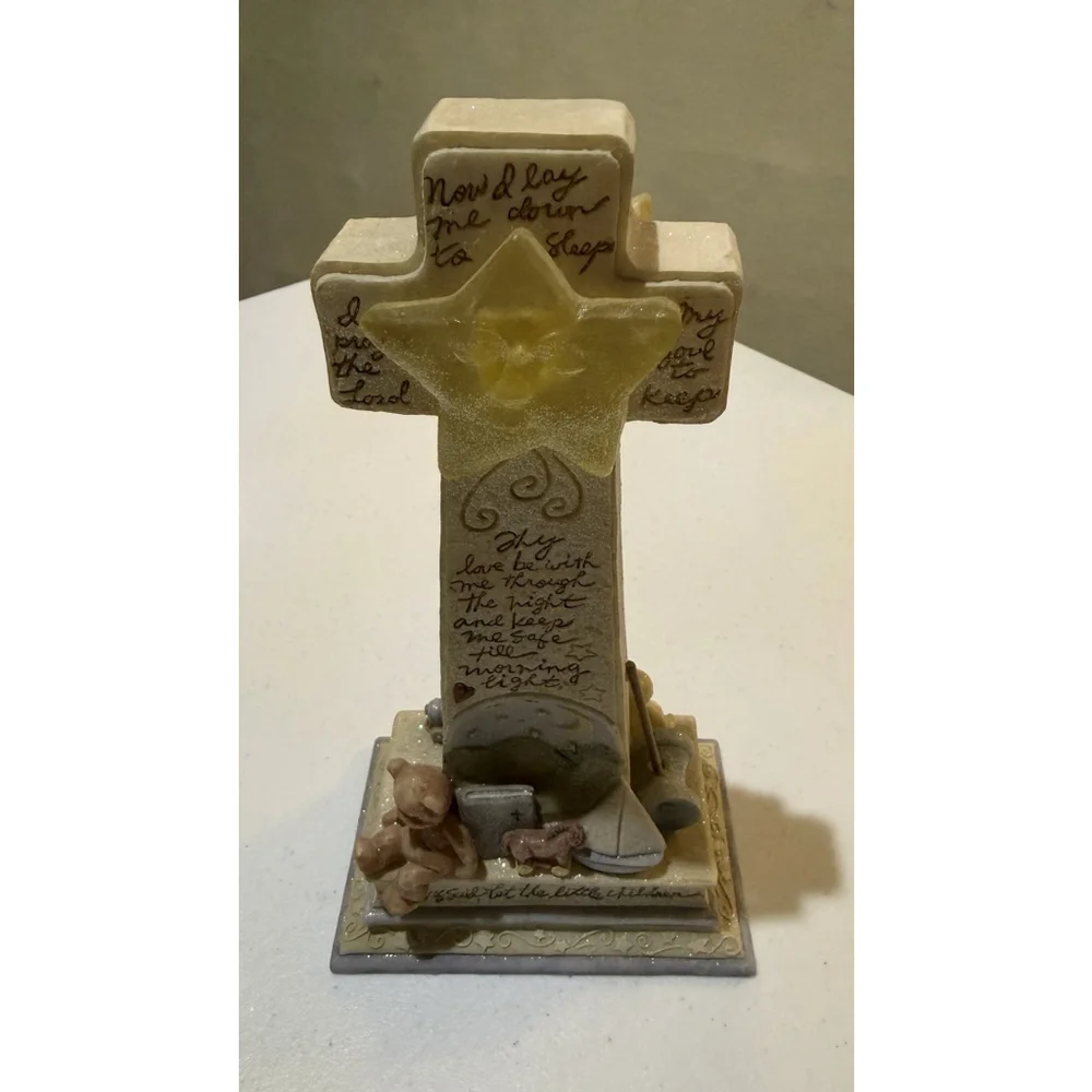 Foundations 2003 Cross Night Light with Prayer, Teddy Bear, Inscription 114261