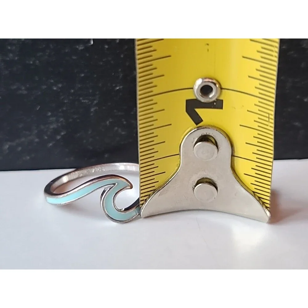 Pura Vida Silver Tone Blue Enamel Wave Ring, Size US 9.25 READ Description