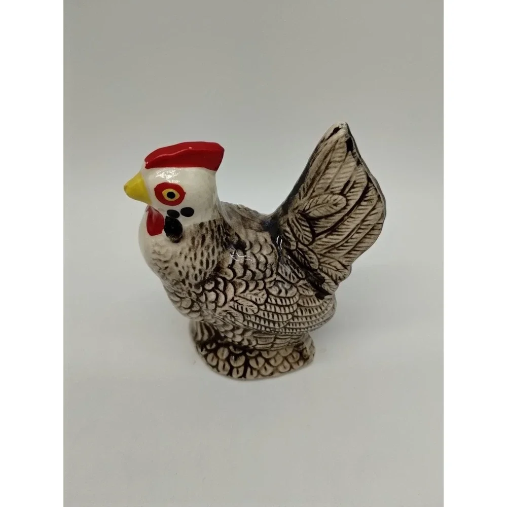 Vintage White Black Rooster and Hen Chicken Salt & Pepper Shakers Japan