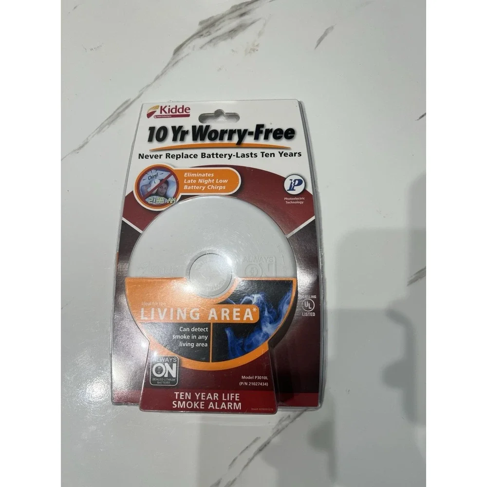 KIDDE Smoke Alarm 10-Year Lithium Battery Living Area Photoelectric P3010L New