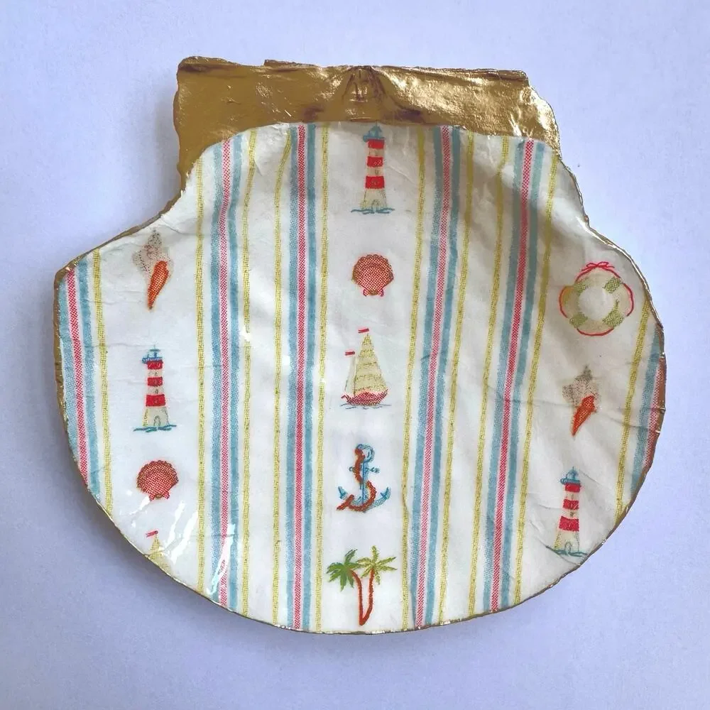 Nautical Lighthouse Seashell Trinket Dish