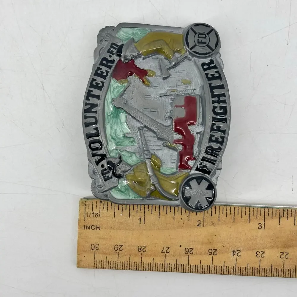 Volunteer Firefighter Belt Buckle Enamel Great American Buckle Co #1805