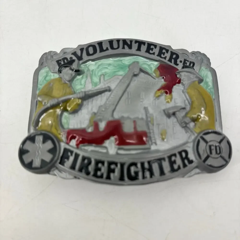 Volunteer Firefighter Belt Buckle Enamel Great American Buckle Co #1805