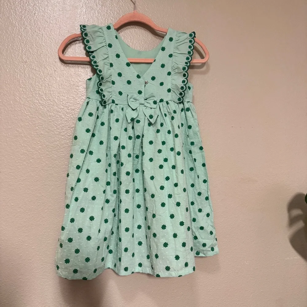 Isaac Mizrahi Light Green Kids Dress with Clovers