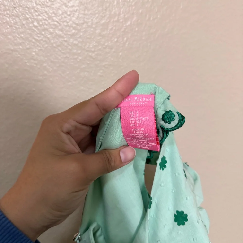 Isaac Mizrahi Light Green Kids Dress with Clovers