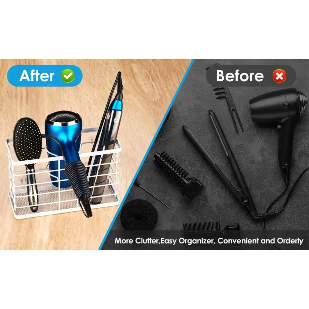 Hair Tool Organizer Wall Mount Dryer Holder Cabinet Door 3 in 1 No Drill
