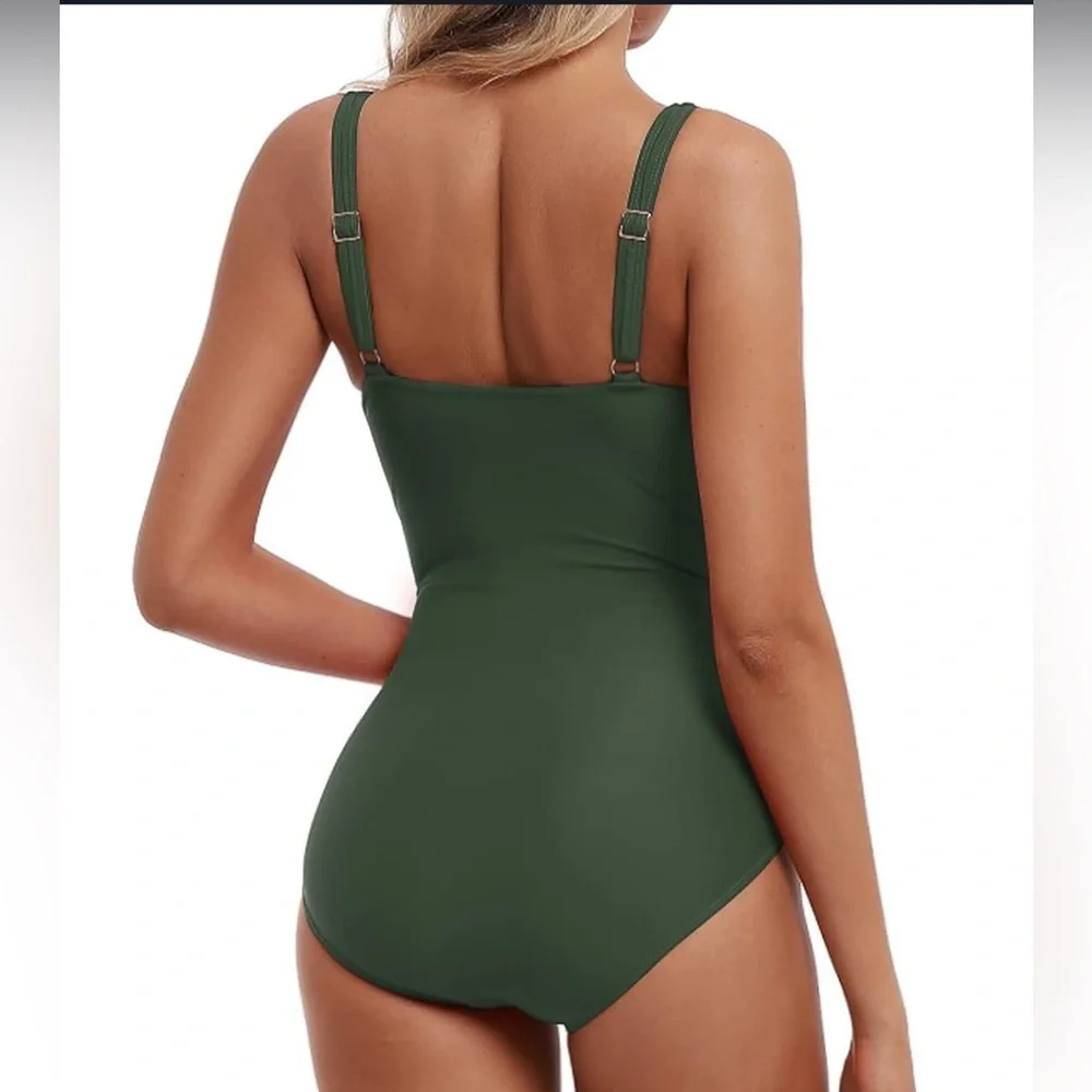 One Piece plus Size Swimsuit V Neck Pregnancy Bathing Suit Tie Front Ruched 2XL