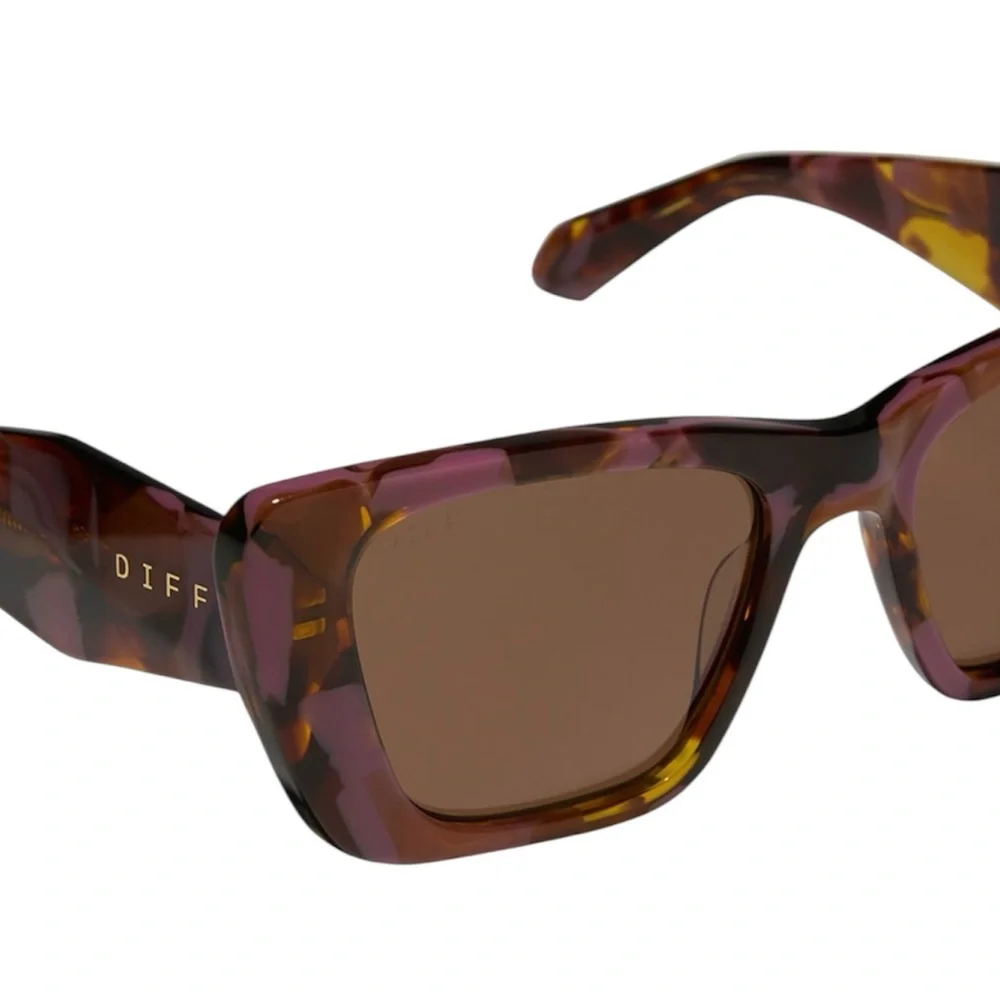 DIFF Aura Polarized Sunglasses Torino Pink Tortoise Frame Brown Lens NWT