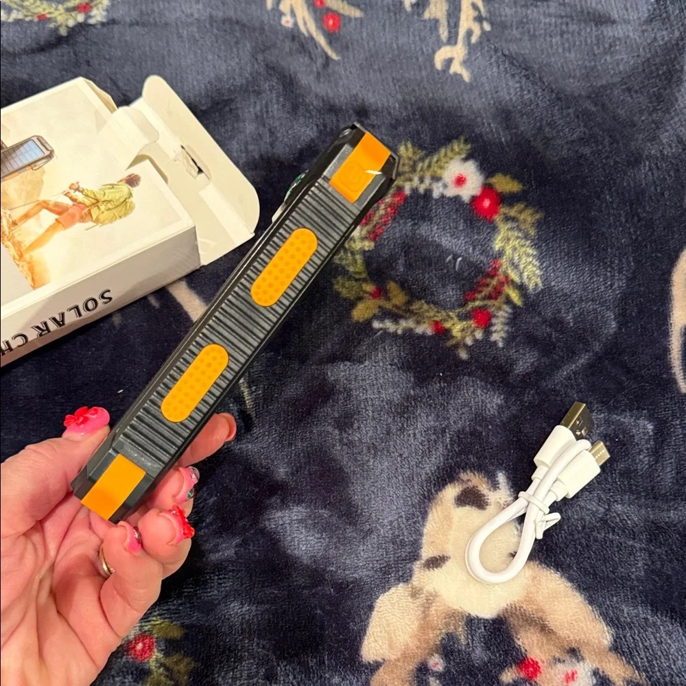 Solar Charger Power Bank - Orange and Black
