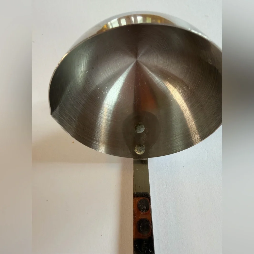 Vintage Kitchen Japan Stainless Steel 11” Spout Ladle w/ Wood Handle