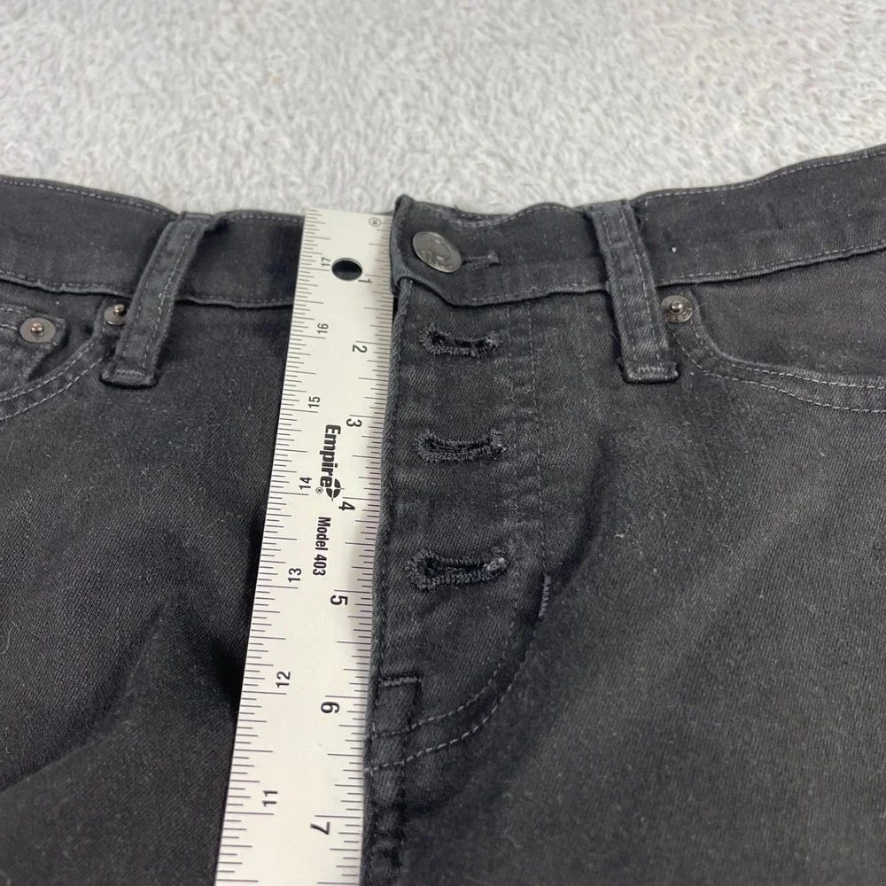 J.Crew Denim Black Straight Leg Button Fly Jeans Womens 29 High Rise Stretch