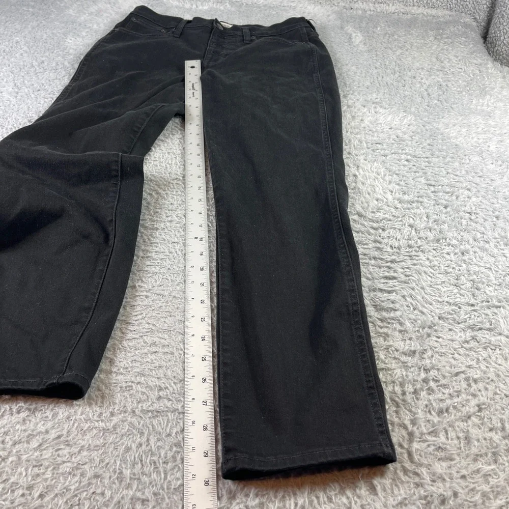 J.Crew Denim Black Straight Leg Button Fly Jeans Womens 29 High Rise Stretch