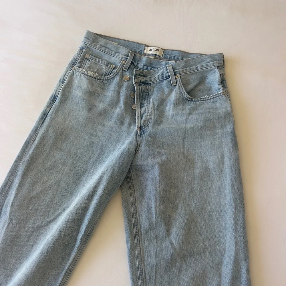 Agolde Criss Cross Upsize Jeans Light Wash High Rise Straight Leg Denim Size 27