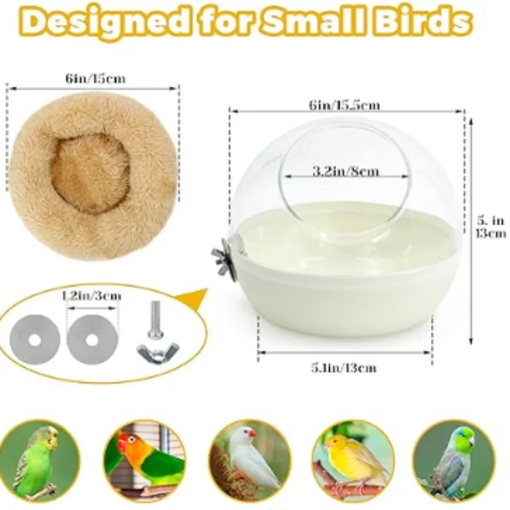 Bird Nest for Cage Bite-Resistant, Washable Clear Observation Small Bird House