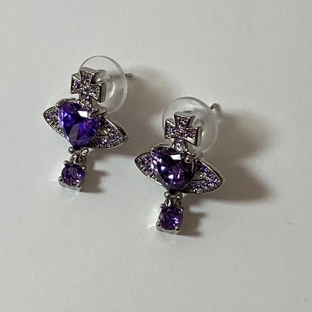 Orb Crystal Heart Earrings