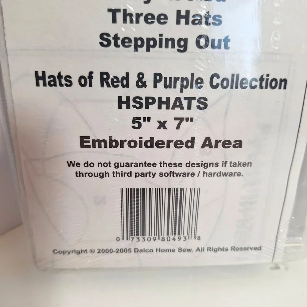 EasyStitch Applique Hats Of Red & Purple Collection Sew Disk 5x7 Embroidered Set