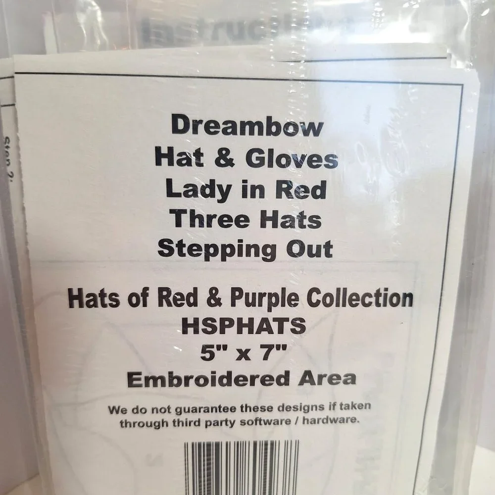 EasyStitch Applique Hats Of Red & Purple Collection Sew Disk 5x7 Embroidered Set