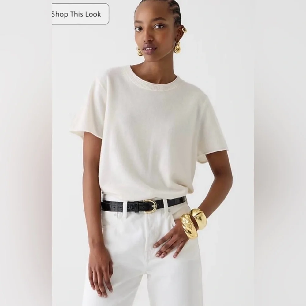 J.Crew NWOT Cashmere relaxed T-shirt in ivory