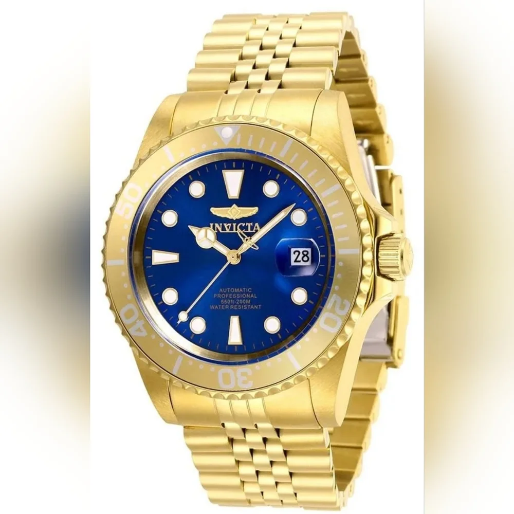 NEW Invicta Pro Diver Navigator Automatic Men's Watch 42mm Gold Blue Dial 30097