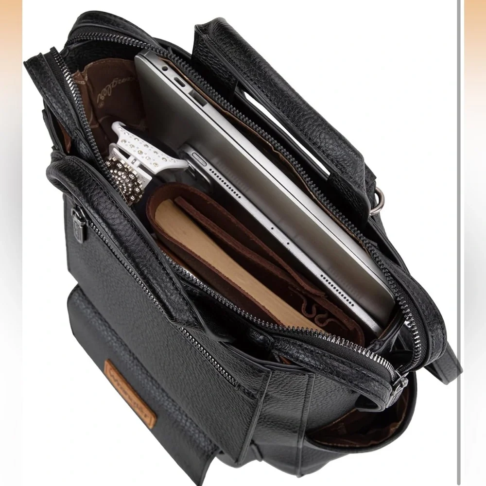 Wrangler Black Leather Backpack
