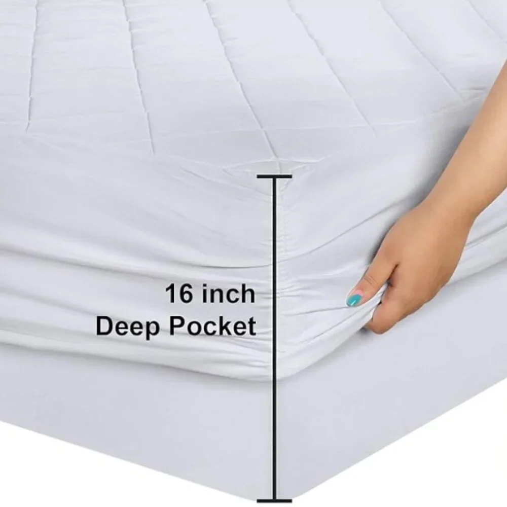 Utopia Quilted Mattress Pad Full Size White Elastic Deep Pocket Bed Topper