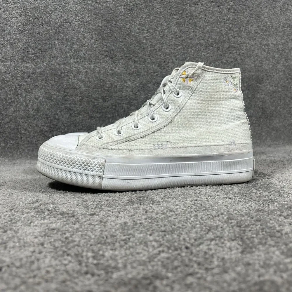 Converse CTAS Lift A05068C Women’s Sz 8.5 White Autumn Embroidery Platform Shoes