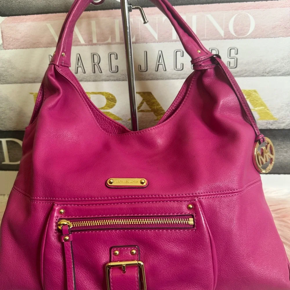 Michael Kors Fuchsia Leather Hobo Bag