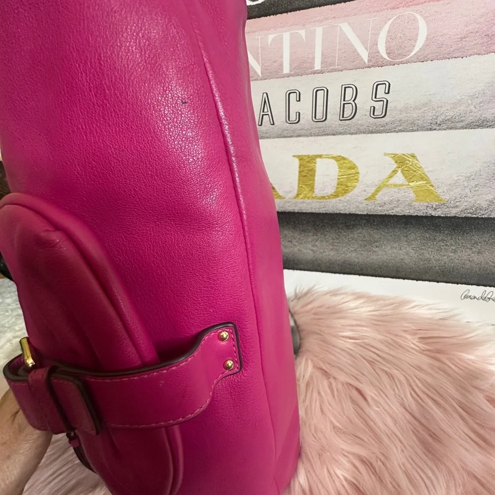 Michael Kors Fuchsia Leather Hobo Bag