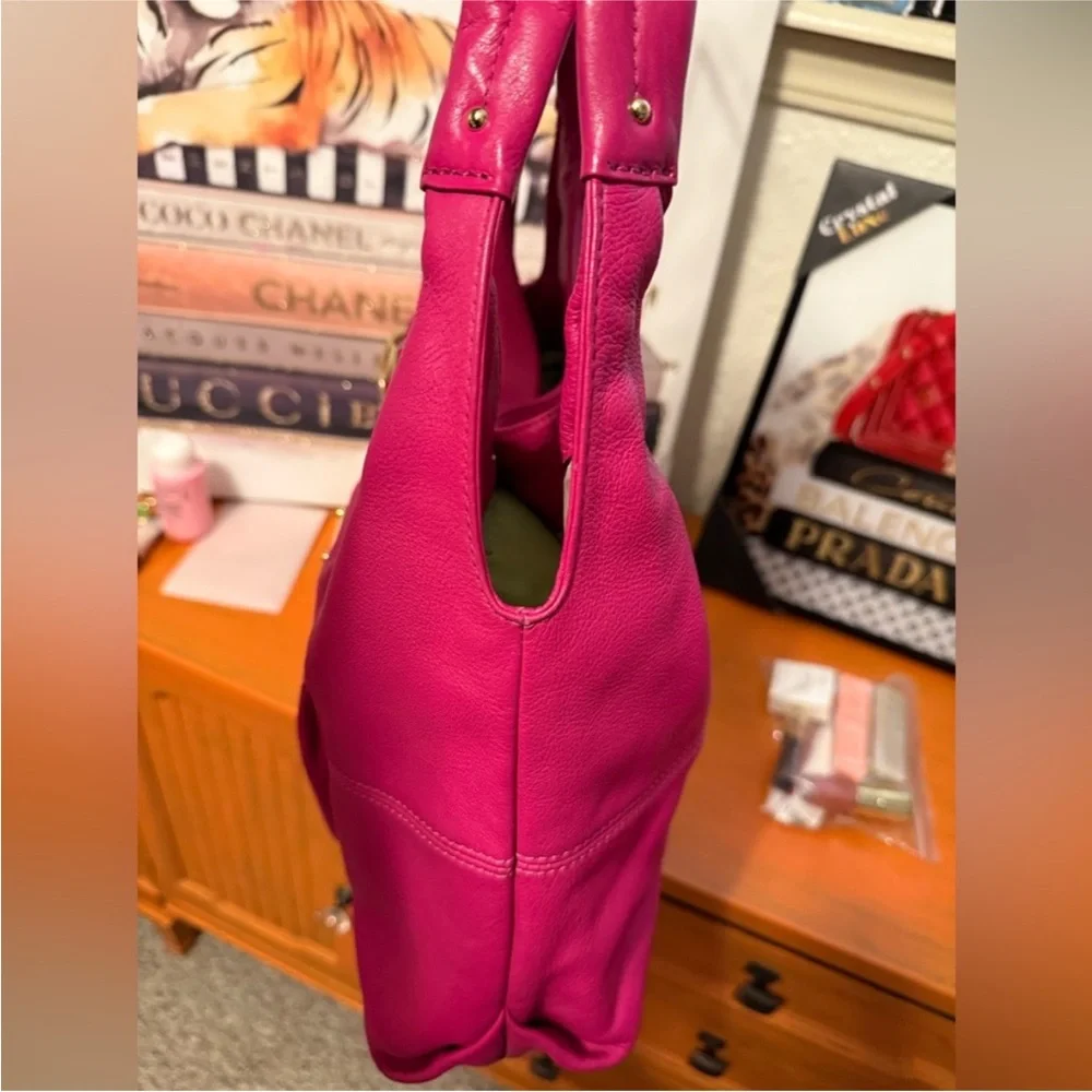Michael Kors Fuchsia Leather Hobo Bag