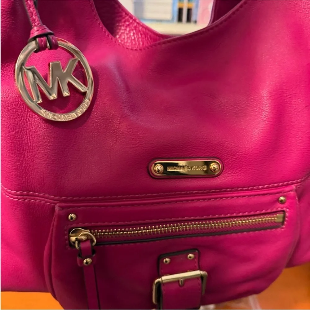 Michael Kors Fuchsia Leather Hobo Bag