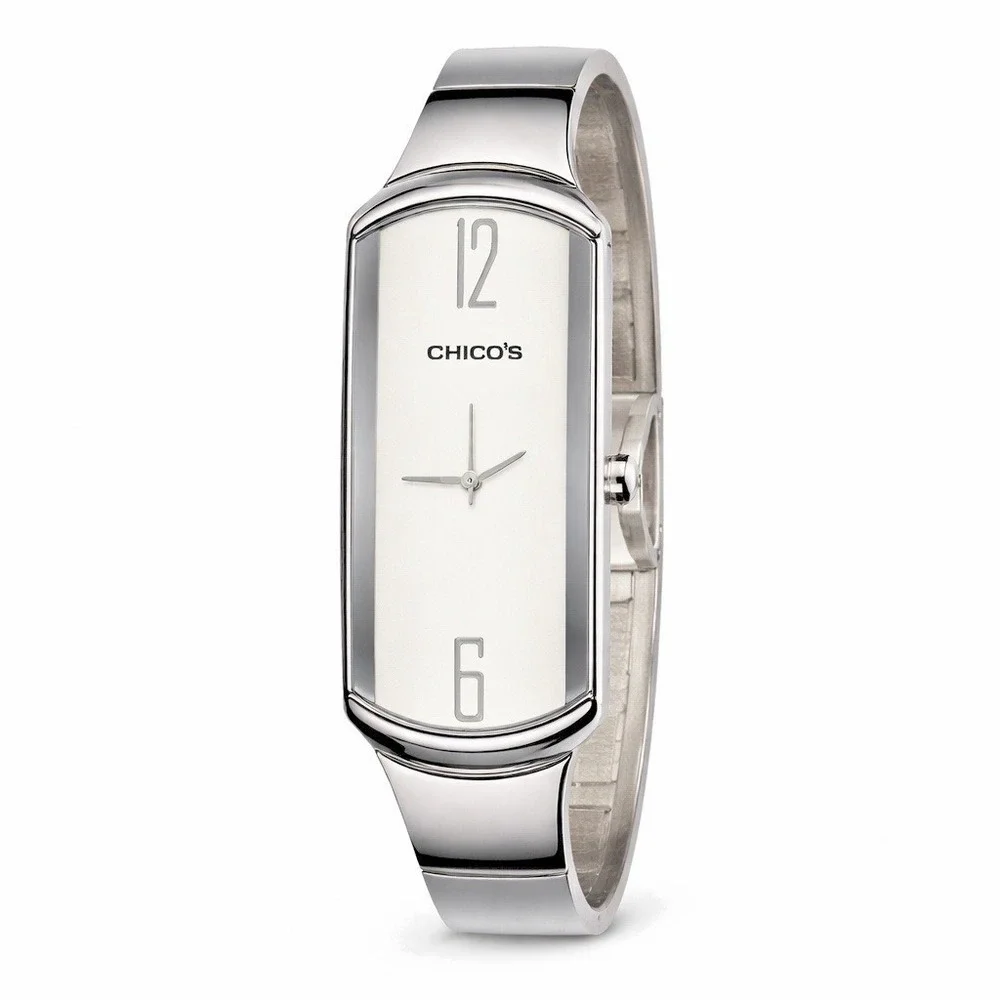 Chico's Silver Tone Rectangular Bracelet Watch Quartz Japan Movement Womens