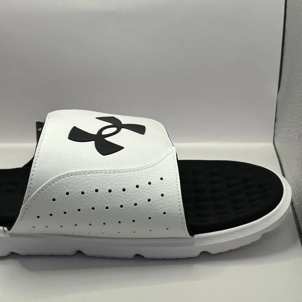 Under Armour Ignite Pro Slide Sandals Black White Men’s 17 UA Comfort NWT